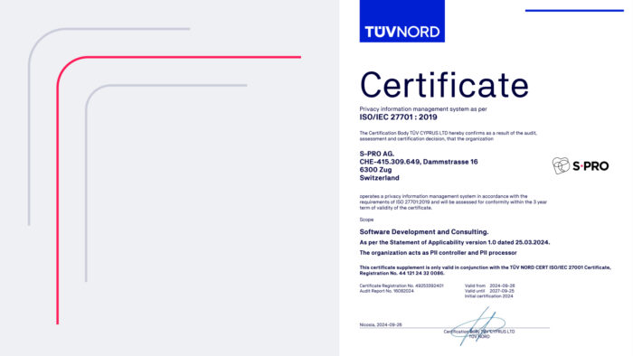 S-PRO erhält die Zertifizierung nach ISO 27701: Ein Meilenstein in Sachen Datenschutz und Sicherheit
