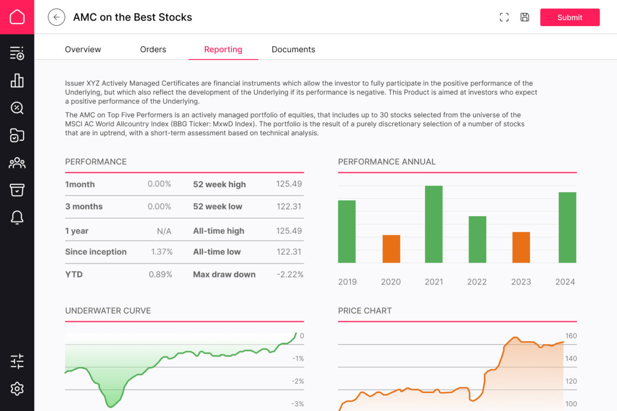 Customized reporting in asset management SaaS