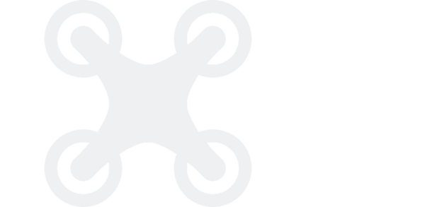 Abstract drone icon on black background, showcasing four rotors in a minimalist design.