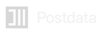 Logo of Postdata with stylized P design and modern typography on a transparent background.