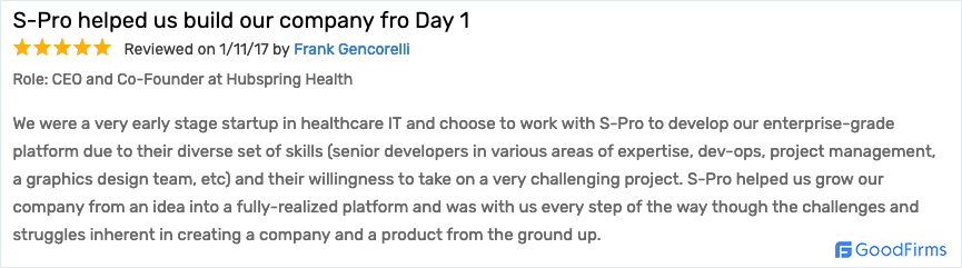 S-PRO Expertise Brought It to the Top Mobile App Development Companies at GoodFirms - photo 3