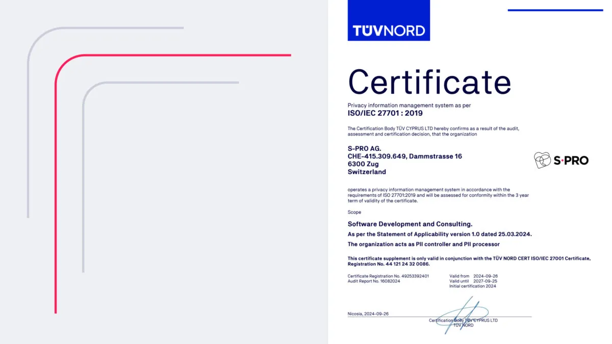 S-PRO Achieves ISO 27701 Certification: A Milestone in Data Privacy and Security