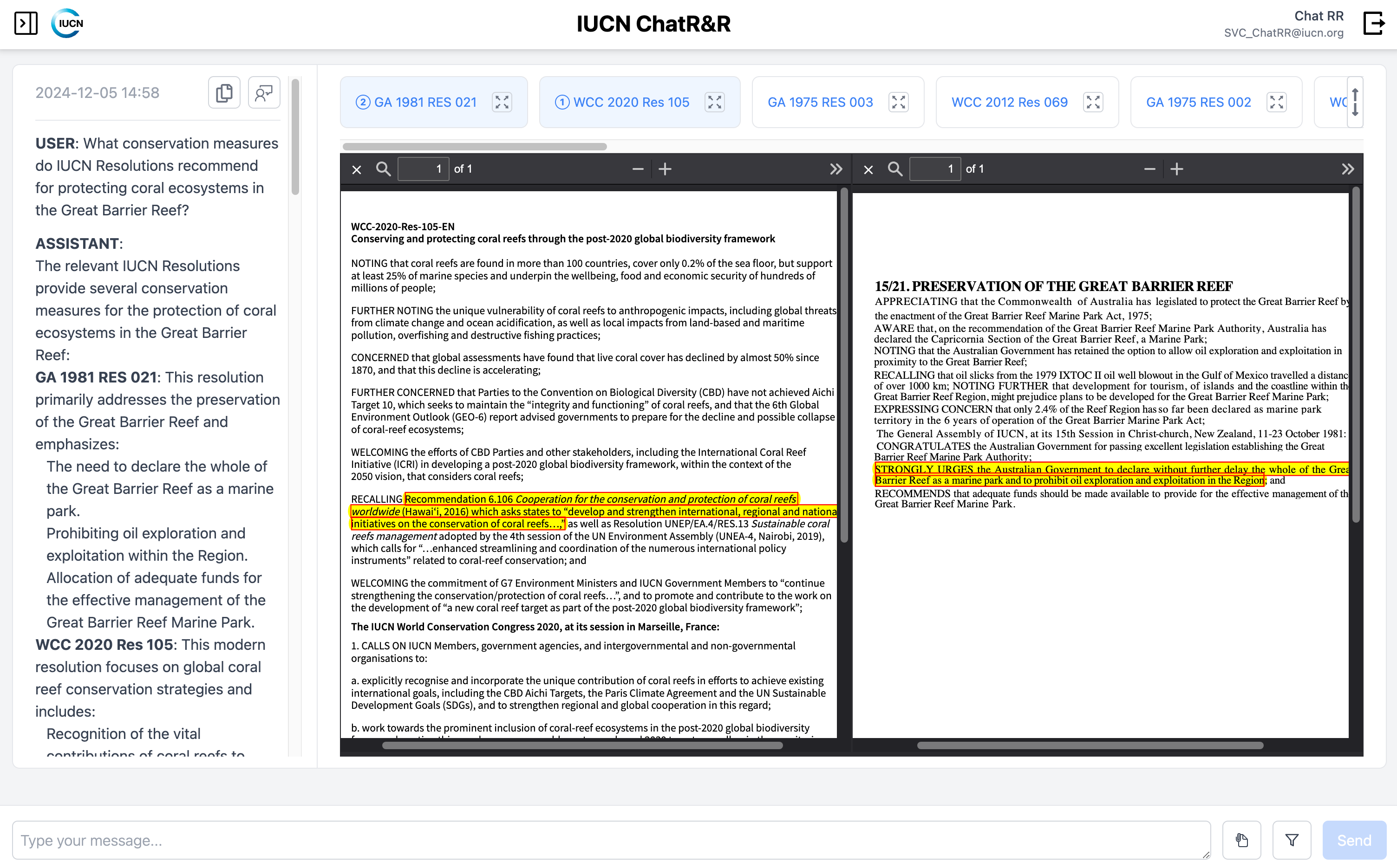 IUCN document highlighting