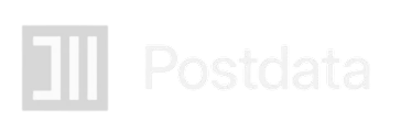 Logo of Postdata with stylized P design and modern typography on a transparent background.
